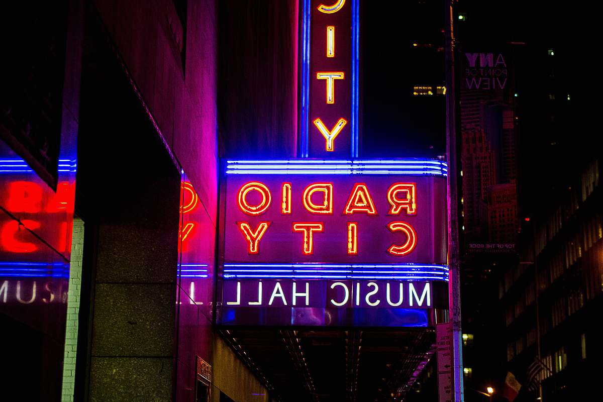 new york Radio City Music Hall street LED signage neon